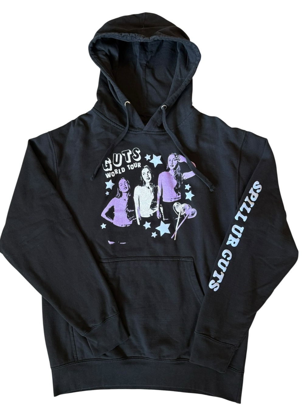 Olivia Rodrigo GUTS Tour Hoodie Black Purple Graphic Concert Merch Medium